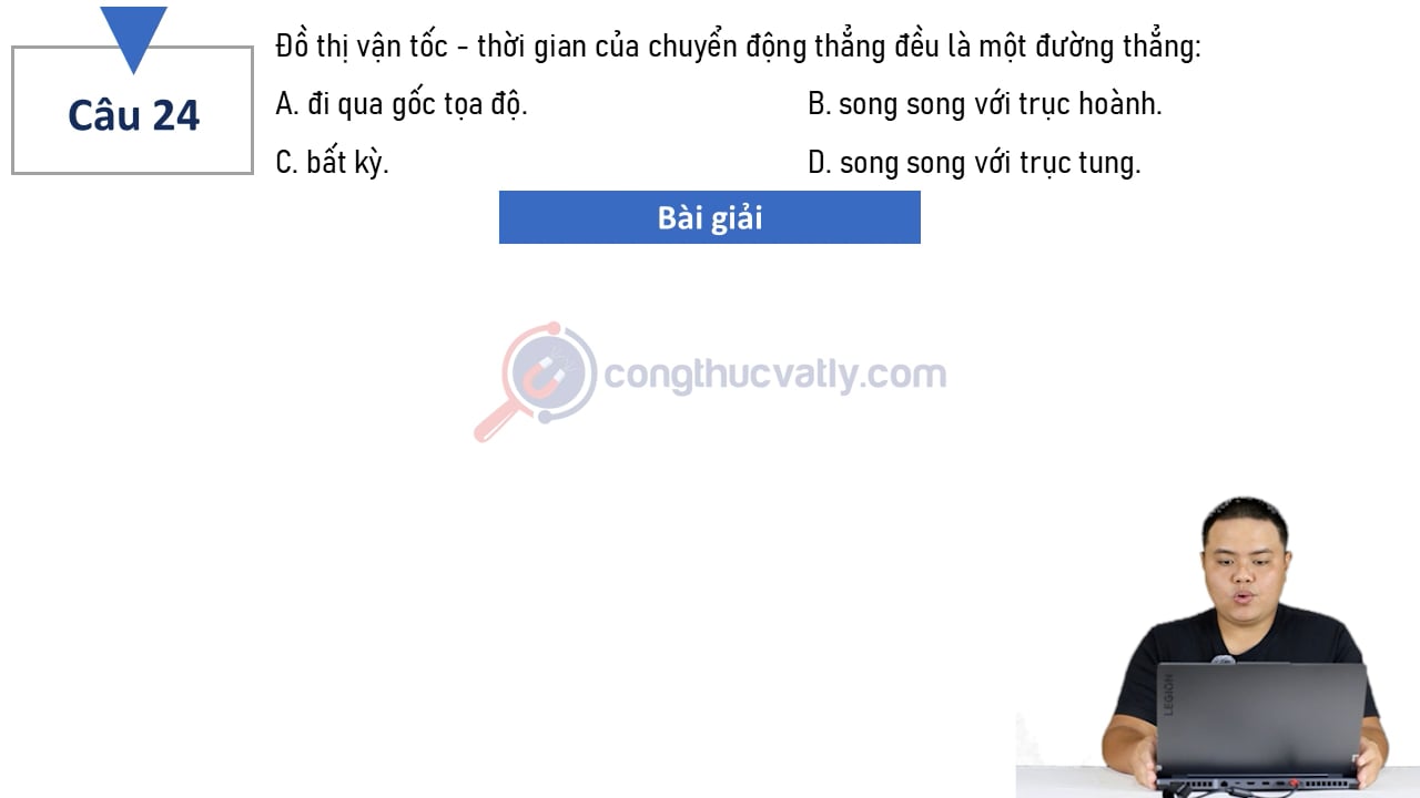 Đồ thị vận tốc - thời gian của chuyển động thẳng đều là một đường thẳng: