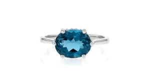 3.40 Carat London Blue Topaz Ring with Lab-Grown Diamonds in Sterling Silver