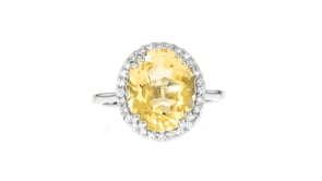 4.50 Carat Citrine Ring with .24 ct. t.w. Lab-Grown Diamonds in Sterling Silver