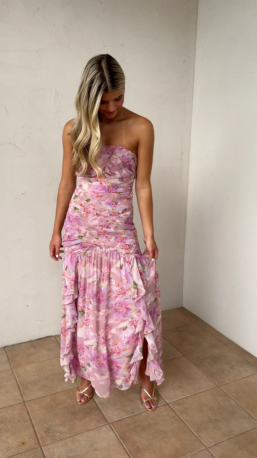 estefany dress in pink floral ESTEFANYpf