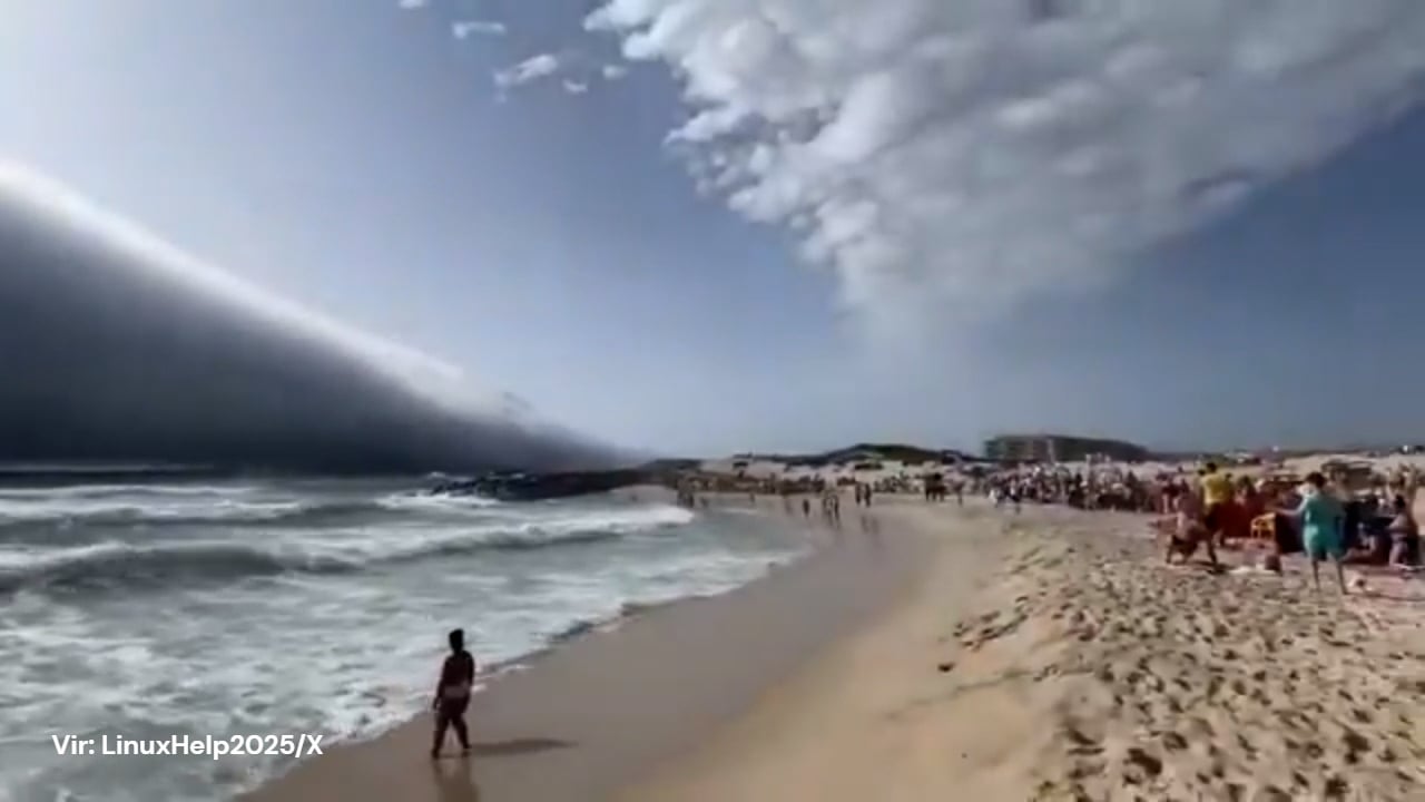 Osupljiv posnetek: nebo se je stemnilo, kopalci so prestrašeno strmeli v ocean