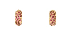 2.20 ct. t.w. Citrine and 1.90 ct. t.w. Rhodolite Garnet Reversible Hoop Earrings in 18kt Gold Over Sterling