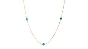Multicolored Glass Evil Eye Station Necklace in 18kt Gold Over Sterling