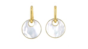 Mother-of-Pearl and Onyx Reversible Hoop Drop Earrings in 18kt Gold Over Sterling