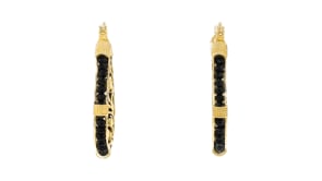 15.00 ct. t.w. Black Spinel Bead Hoop Earrings in 18kt Gold Over Sterling