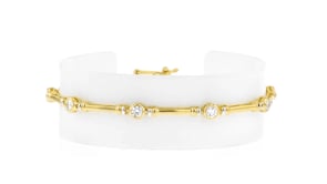 1.00 ct. t.w. Bezel-Set Lab-Grown Diamond Station Bracelet in 18kt Gold Over Sterling