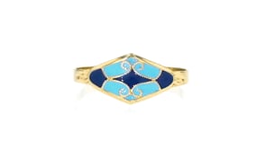 Italian Tonal Blue Enamel Ring in 14kt Yellow Gold