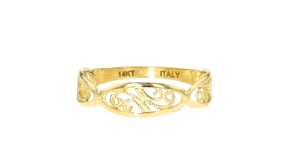 Italian 14kt Yellow Gold Filigree Oval Station Ring
