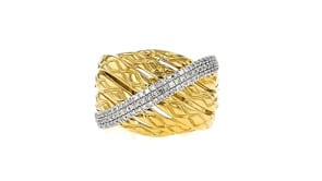 .25 ct. t.w. Diamond Stripe Ring in 18kt Gold Over Sterling