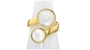 Mother-of-Pearl Bypass Ring in 18kt Gold Over Sterling