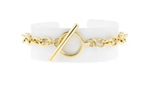 18kt Gold Over Sterling Cable-Link Toggle Bracelet