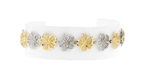 Sterling Silver and 18kt Gold Over Sterling Floral-Link Bracelet