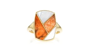 Tonal Orange Multi-Gemstone Inlay Ring in 18kt Gold Over Sterling