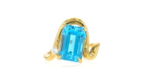6.25 Carat Swiss Blue Topaz Ring with Lab-Grown Diamonds in 18kt Gold Over Sterling