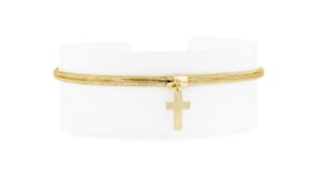 Italian 14kt Yellow Gold Cross Charm Mesh Bracelet