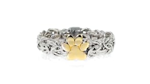 Sterling Silver and 14kt Yellow Gold Paw Print Byzantine Ring