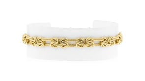 18kt Gold Over Sterling Byzantine and Double-Oval Link Bracelet