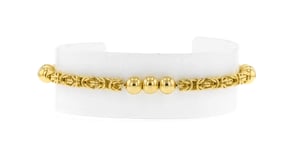 18kt Gold Over Sterling Byzantine and 5mm Bead Station Bracelet