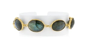 Labradorite Station Bracelet in 18kt Gold Over Sterling