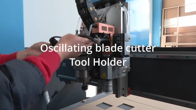 Blade Exchange and Oscillating Blade Holder Assembly for FlatCUT Flatbed CNC Oscillating Blade Cutter