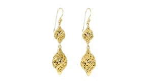18kt Gold Over Sterling Filigree Double-Teardrop Earrings