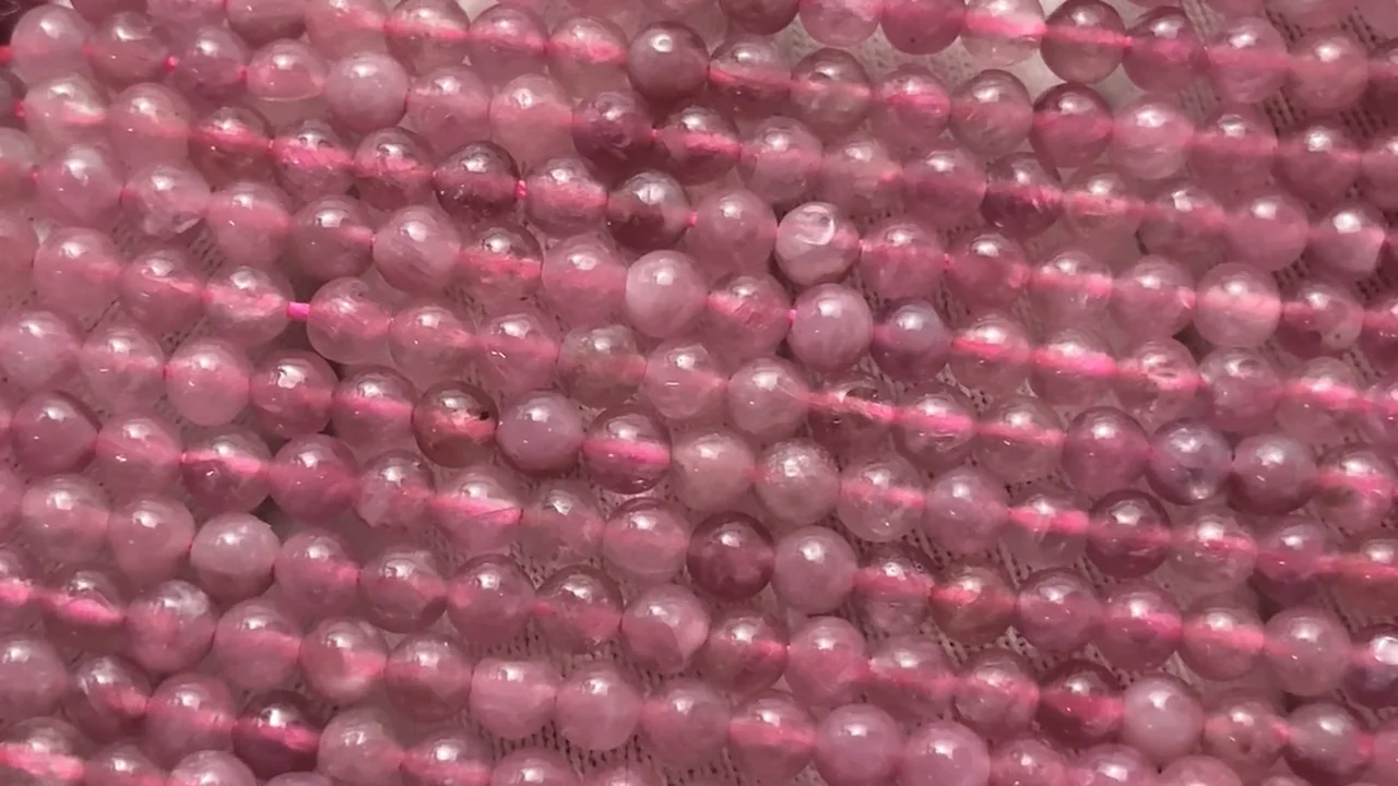 ピンクトルマリン AA ラウンド3mm 1連(約37cm) - 天然石ビーズ