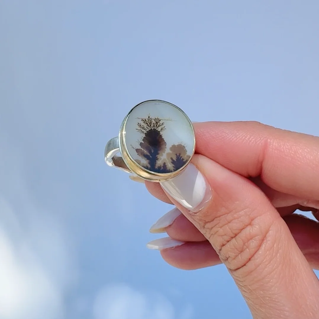 Oval Dendritic Agate Ring by Jamie Joseph - NEWTWIST