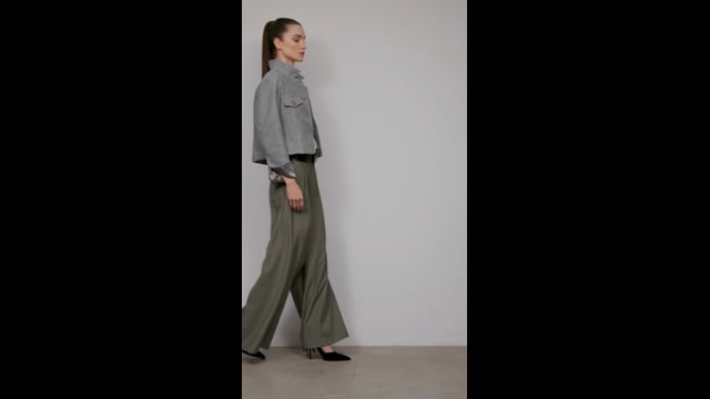 Calça Pantalona Viscolinho Verde Maitê