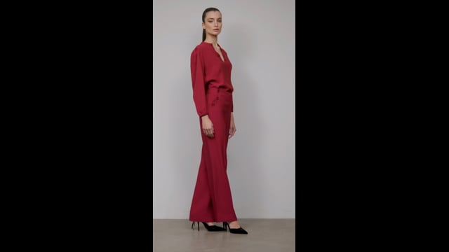 Calça Pantalona Crepe Patou Vinho Julieta