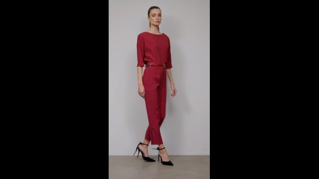 Calça Reta Crepe Patou Vinho Fabiana