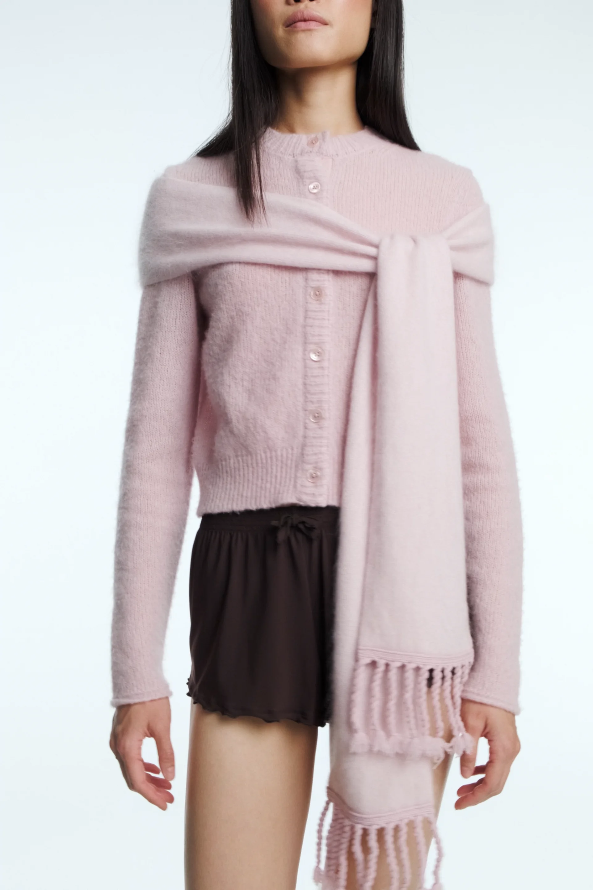 TÜ original brooch volume muffler ピンク Think Pink® Fringed Spirit Scarf™ – Saturday Silks