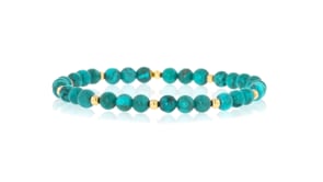 5mm Turquoise Bead Stretch Bracelet with 14kt Yellow Gold