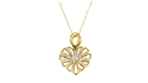C. 1990 Vintage .16 ct. t.w. Diamond Double-Sided Heart Pendant Necklace in 18kt Two-Tone Gold