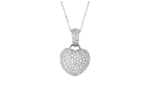 C. 1990 Vintage 1.75 ct. t.w. Diamond Puffed Heart Pendant Necklace in 18kt White Gold