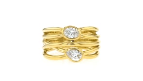 .66 ct. t.w. Bezel-Set Lab-Grown Diamond Multi-Row Ring in 18kt Gold Over Sterling