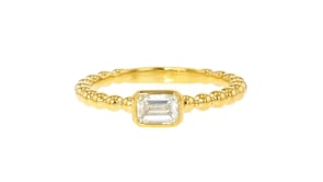 .50 Carat Emerald-Cut Lab-Grown Diamond Beaded Ring in 18kt Gold Over Sterling