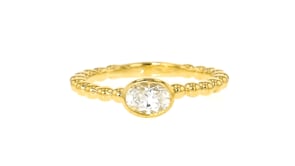 .50 Carat Oval Lab-Grown Diamond Beaded Ring in 18kt Gold Over Sterling