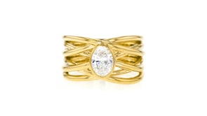 .75 Carat Bezel-Set Lab-Grown Diamond Multi-Row Ring in 18kt Gold Over Sterling
