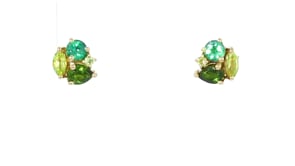 .73 ct. t.w. Tonal Green Multi-Gemstone Earrings in 14kt Yellow Gold