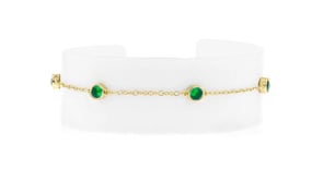 .50 ct. t.w. Bezel-Set Lab-Grown Emerald Station Bracelet in 18kt Gold Vermeil