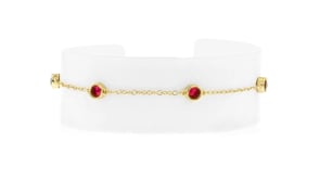 .80 ct. t.w. Bezel-Set Lab-Grown Ruby Station Bracelet in 18kt Gold Vermeil