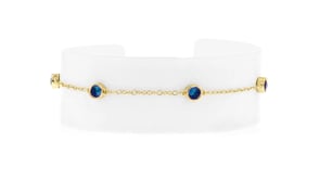 .80 ct. t.w. Bezel-Set Lab-Grown Sapphire Station Bracelet in 18kt Gold Vermeil