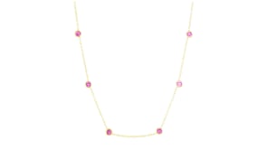 .70 ct. t.w. Bezel-Set Lab-Grown Pink Sapphire Station Necklace in 18kt Gold Vermeil