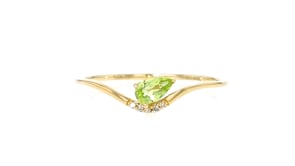 .20 Carat Peridot Ring with Diamonds in 14kt Yellow Gold