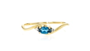 .20 Carat London Blue Topaz Ring with Diamonds in 14kt Yellow Gold