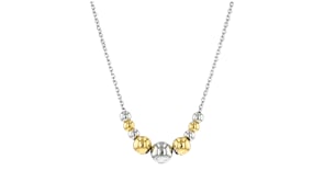 Italian Sterling Silver and 18kt Gold Vermeil Graduated Bead Necklace