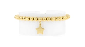 Italian 5mm 18kt Gold Vermeil Bead Stretch Bracelet with Star Charm