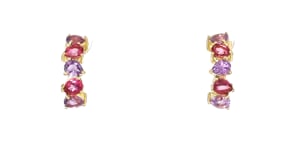 1.80 ct. t.w. Amethyst and 1.50 ct. t.w. Pink Topaz C-Hoop Earrings in 18kt Gold Over Sterling