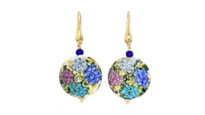 Italian Multicolored Murano Glass Hydrangea Drop Earrings in 18kt Gold Over Sterling
