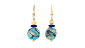 Italian Multicolored Murano Glass Bead Drop Earrings in 18kt Gold Over Sterling